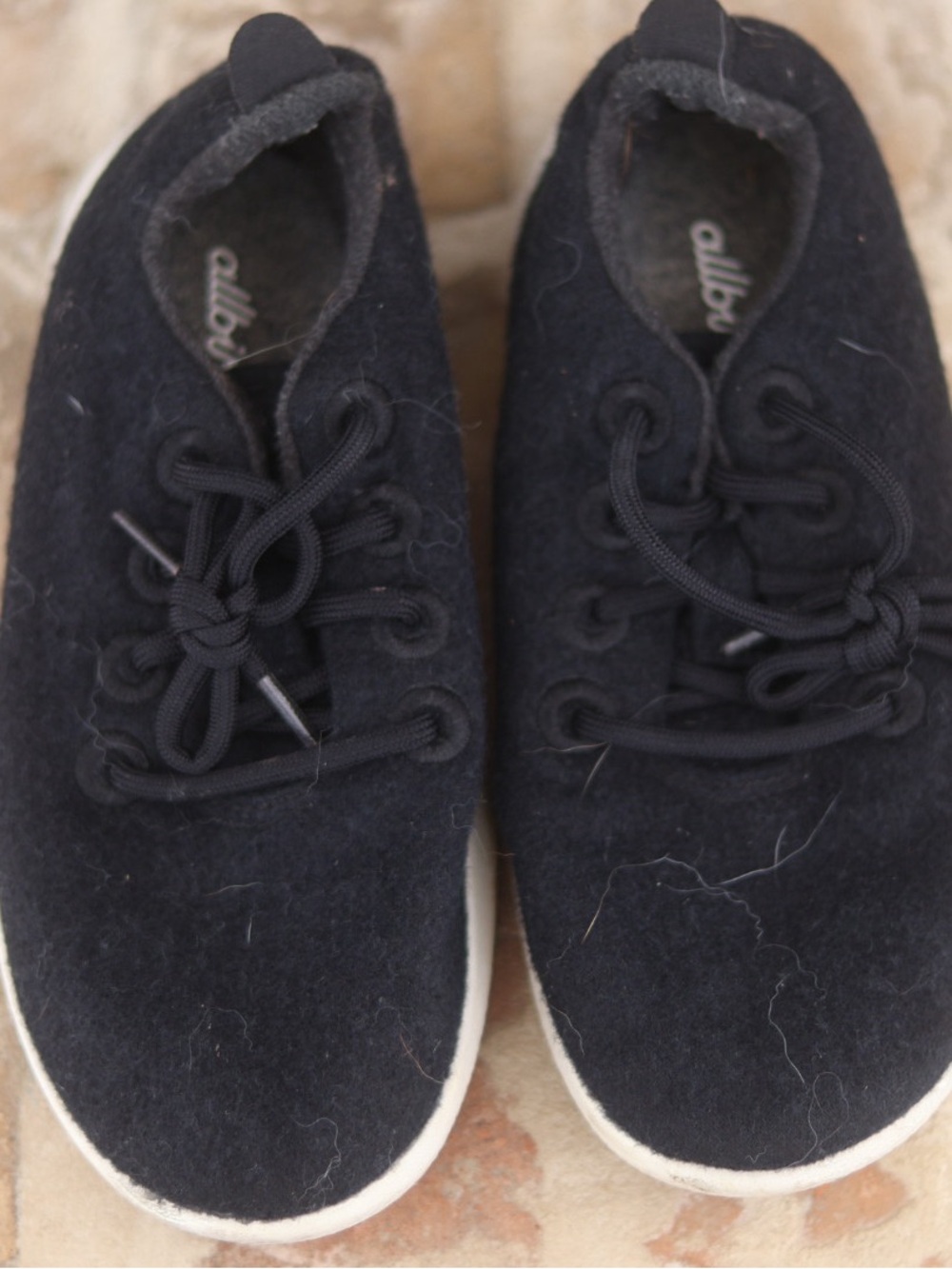 allbirds Black Wool Lace-Up Sneakers with White Sole